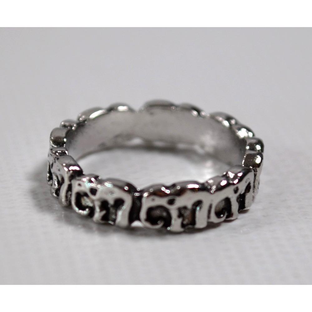 Migrating Elephant  Silver Tone Band Ring  Size 6.5